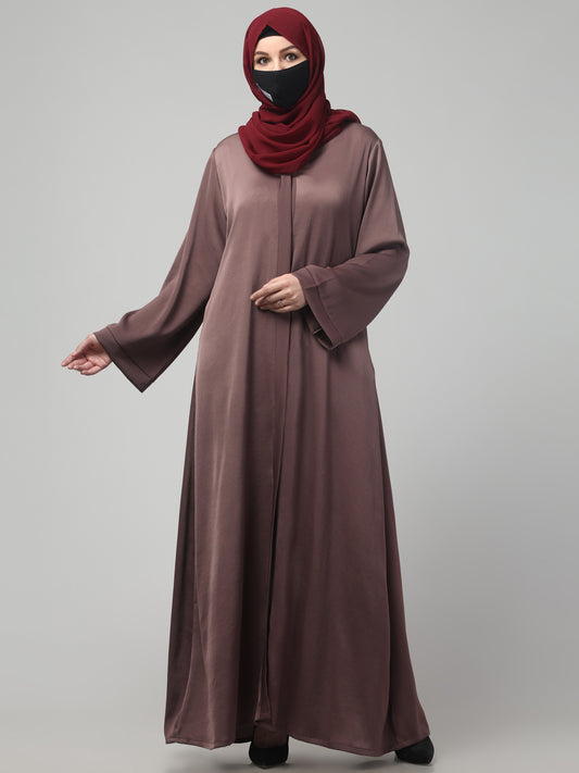 Front Open Abaya In Premium Tiktok Fabric with V-Neck & Flared Sleeves.