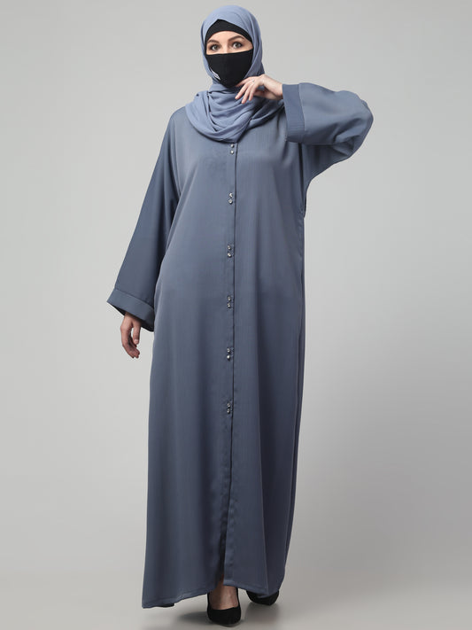 Front Open Abaya in Zoom Imported Fabric – Subtle Elegance with a Crushed Texture