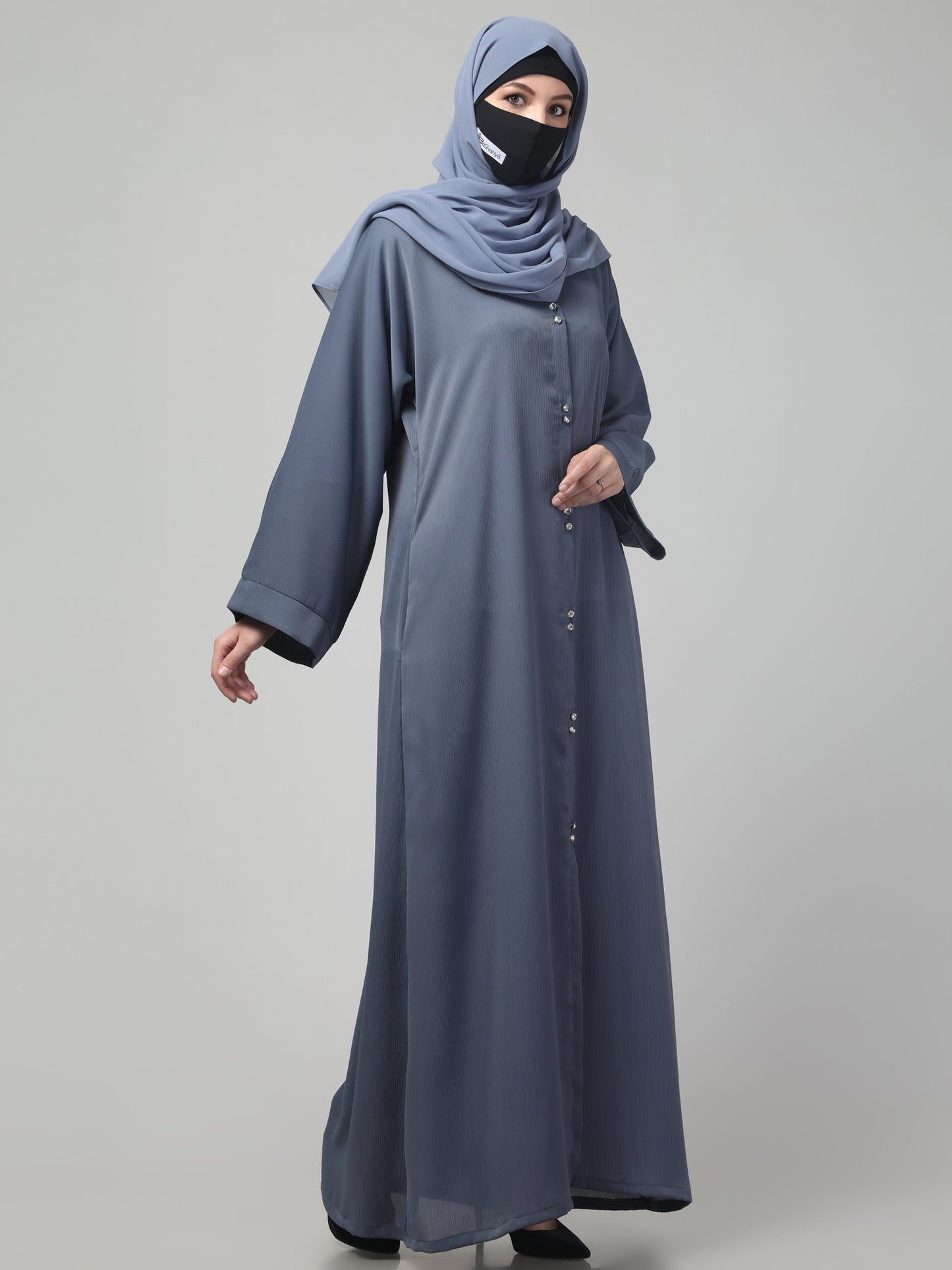 Front Open Abaya in Zoom Imported Fabric – Subtle Elegance with a Crushed Texture