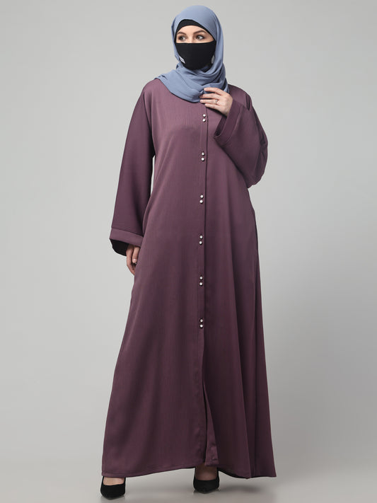 Front Open Abaya in Zoom Imported Fabric – Subtle Elegance with a Crushed Texture