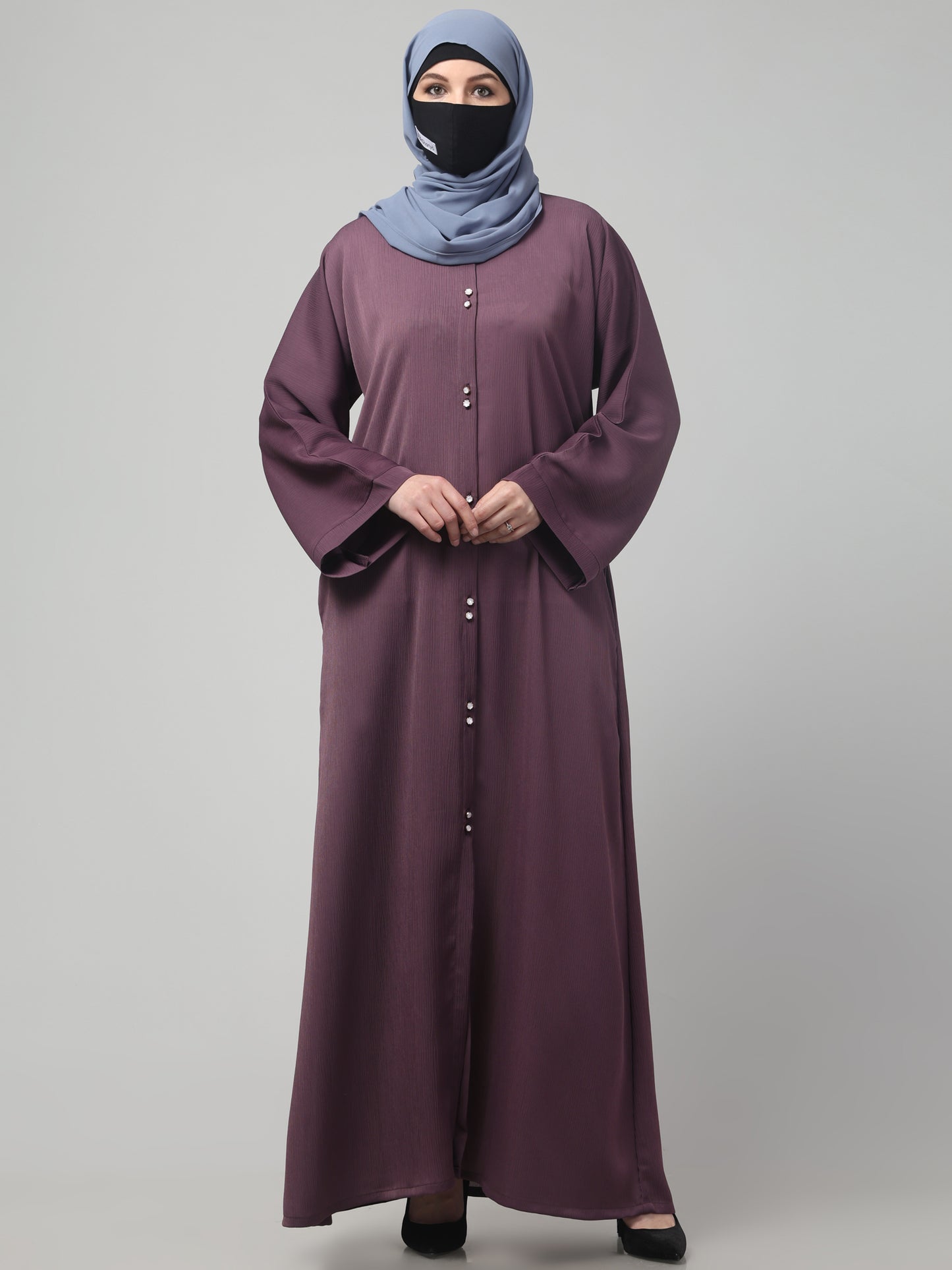 Front Open Abaya in Zoom Imported Fabric – Subtle Elegance with a Crushed Texture