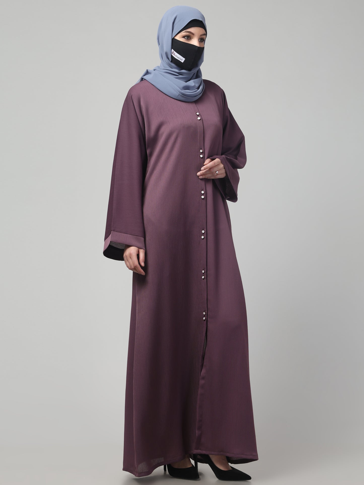 Front Open Abaya in Zoom Imported Fabric – Subtle Elegance with a Crushed Texture
