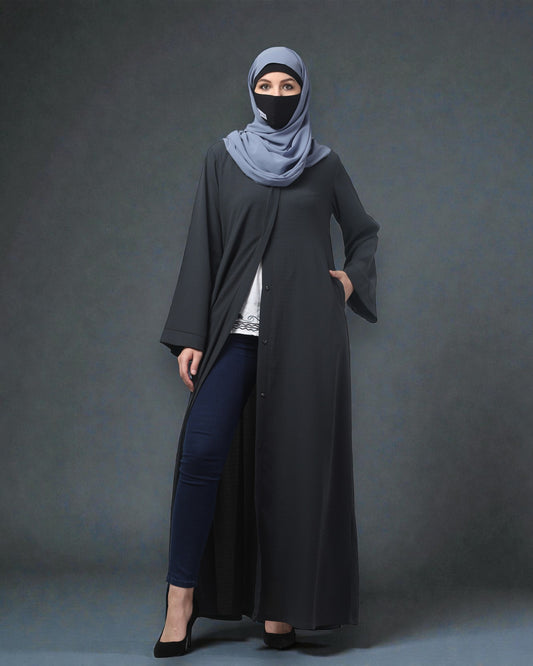 Front Open Abaya in Zamzam Crush – Subtle Elegance with a Crushed Finish