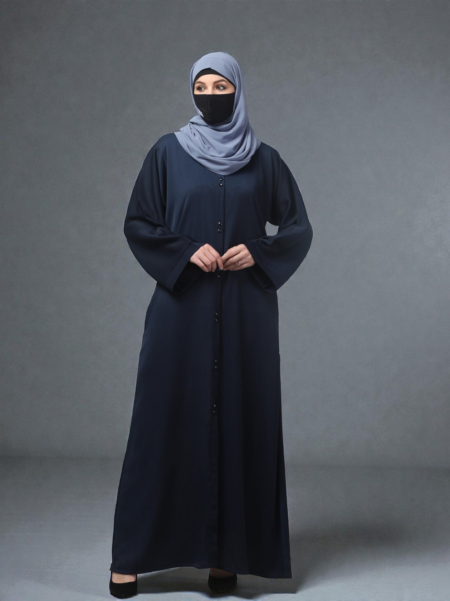 Front Open Abaya in Zoom Imported Fabric – Subtle Elegance with a Crushed Texture