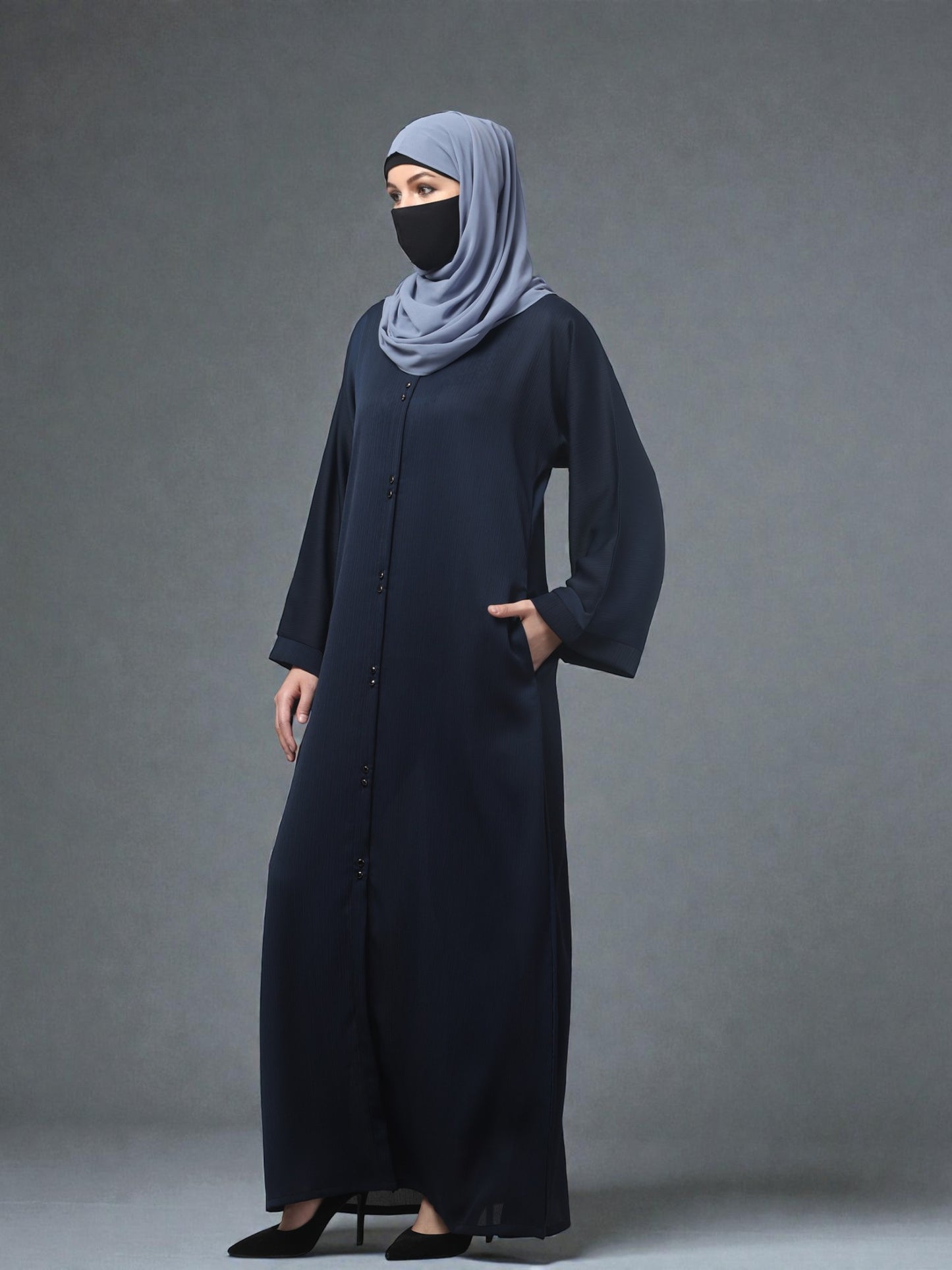 Front Open Abaya in Zoom Imported Fabric – Subtle Elegance with a Crushed Texture