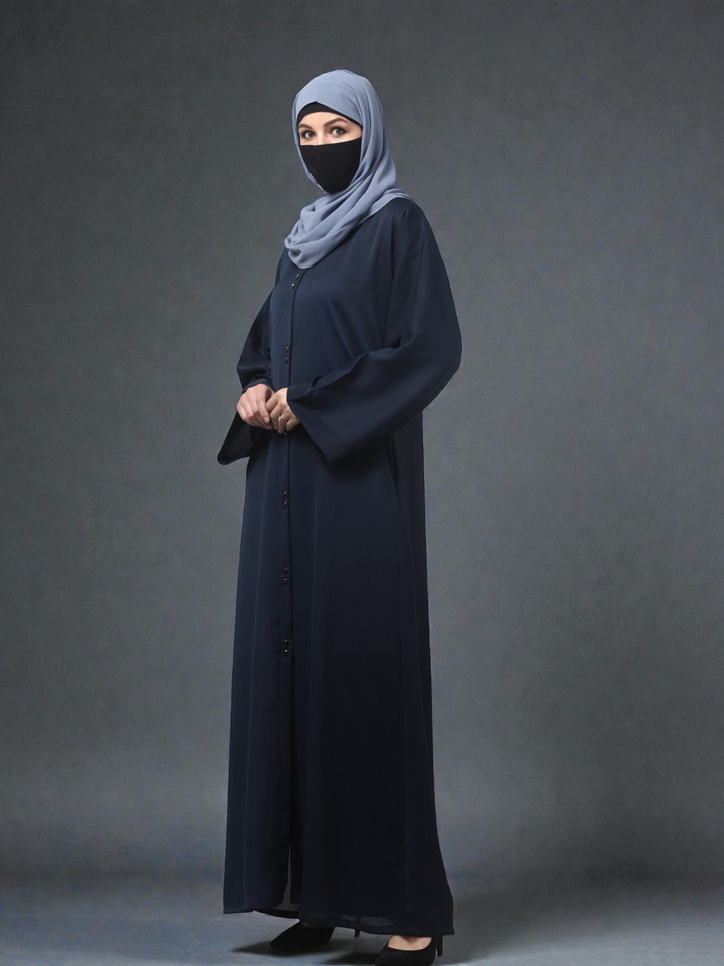 Front Open Abaya in Zoom Imported Fabric – Subtle Elegance with a Crushed Texture