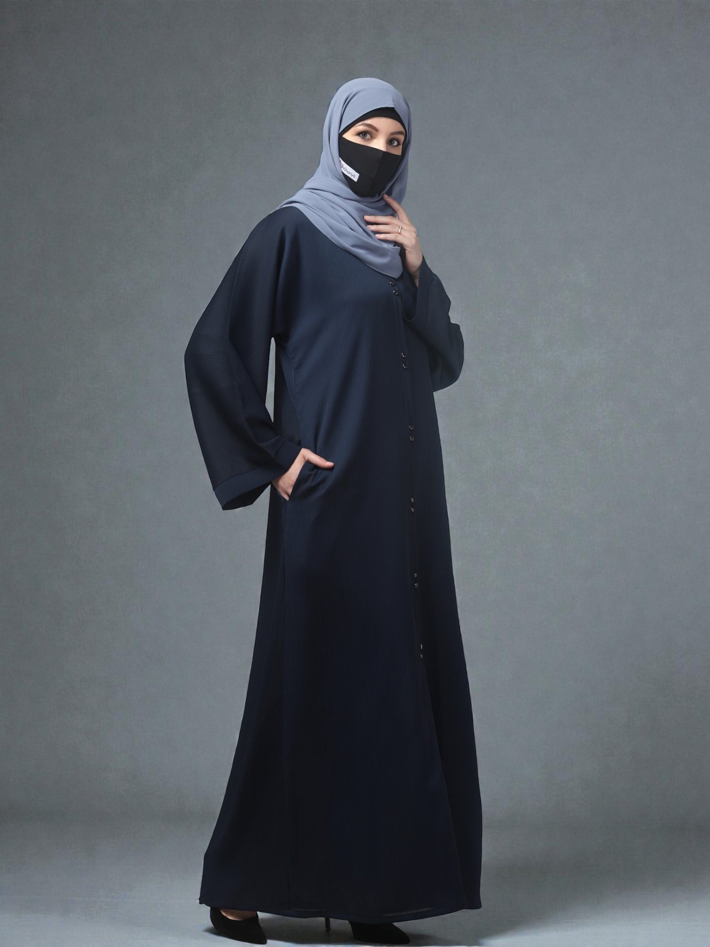 Front Open Abaya in Zoom Imported Fabric – Subtle Elegance with a Crushed Texture