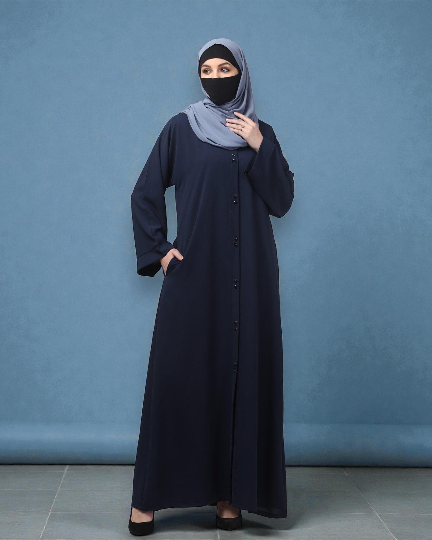 Front Open Abaya in CYE Crush Polyester – Subtle Texture & Timeless Elegance