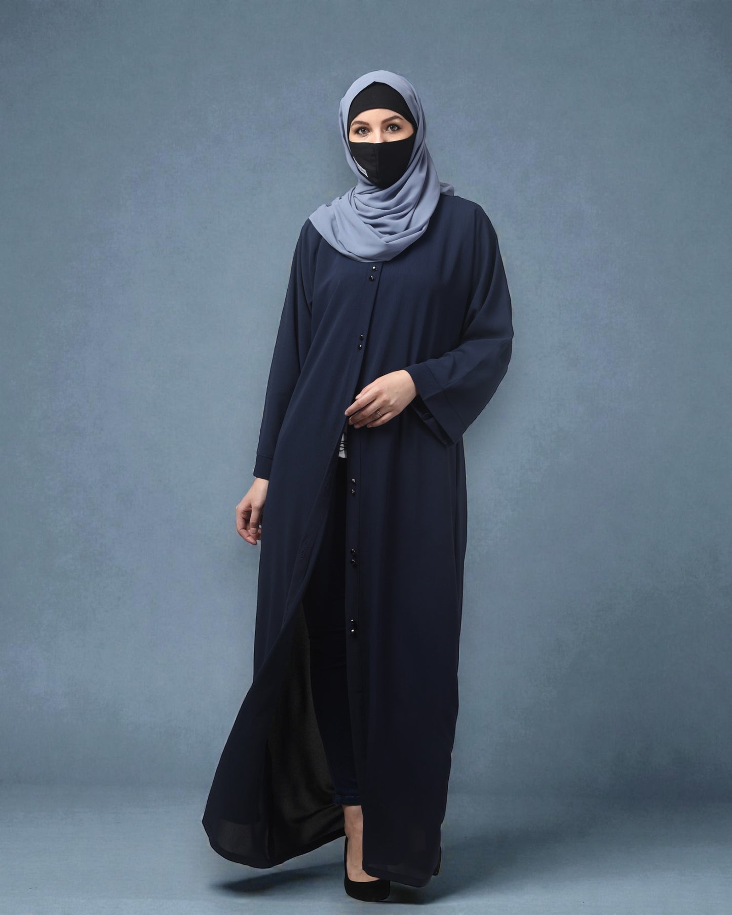 Front Open Abaya in CYE Crush Polyester – Subtle Texture & Timeless Elegance