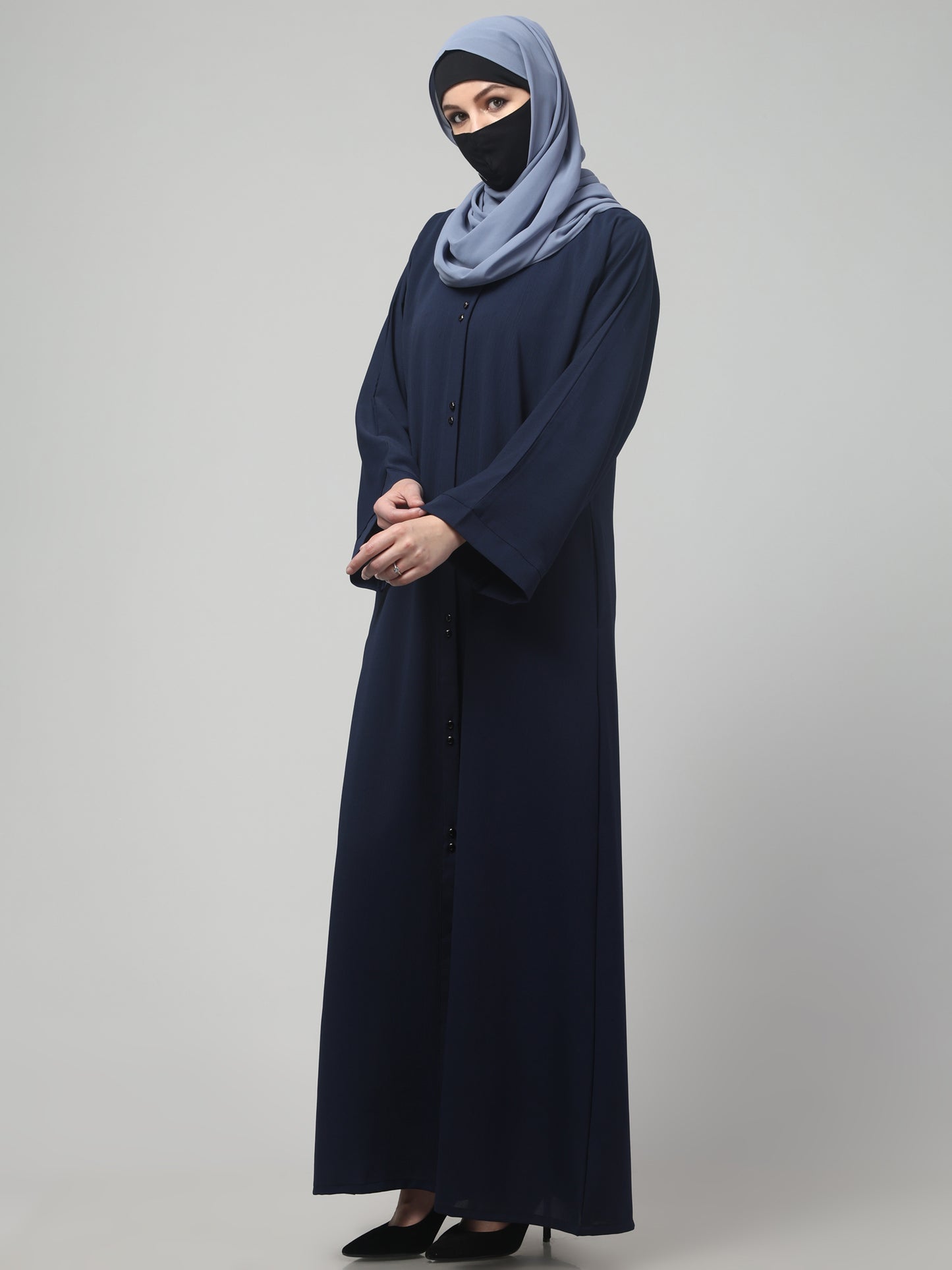 Front Open Abaya in CYE Crush Polyester – Subtle Texture & Timeless Elegance