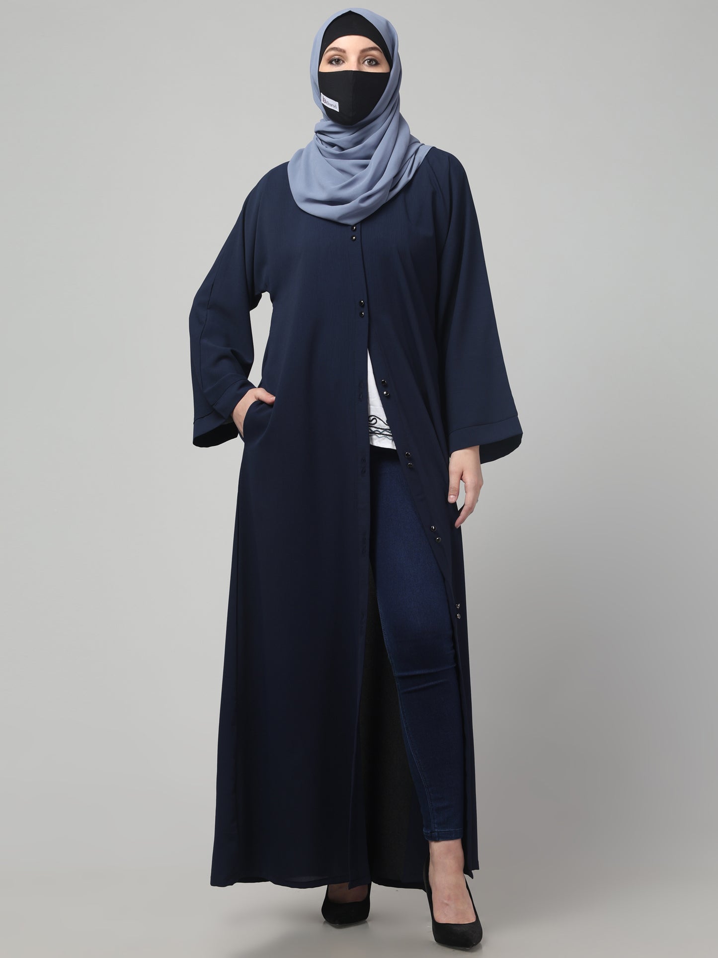 Front Open Abaya in CYE Crush Polyester – Subtle Texture & Timeless Elegance