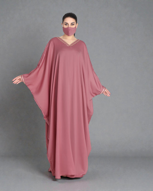 Pink Kaftan With Golden Contrast