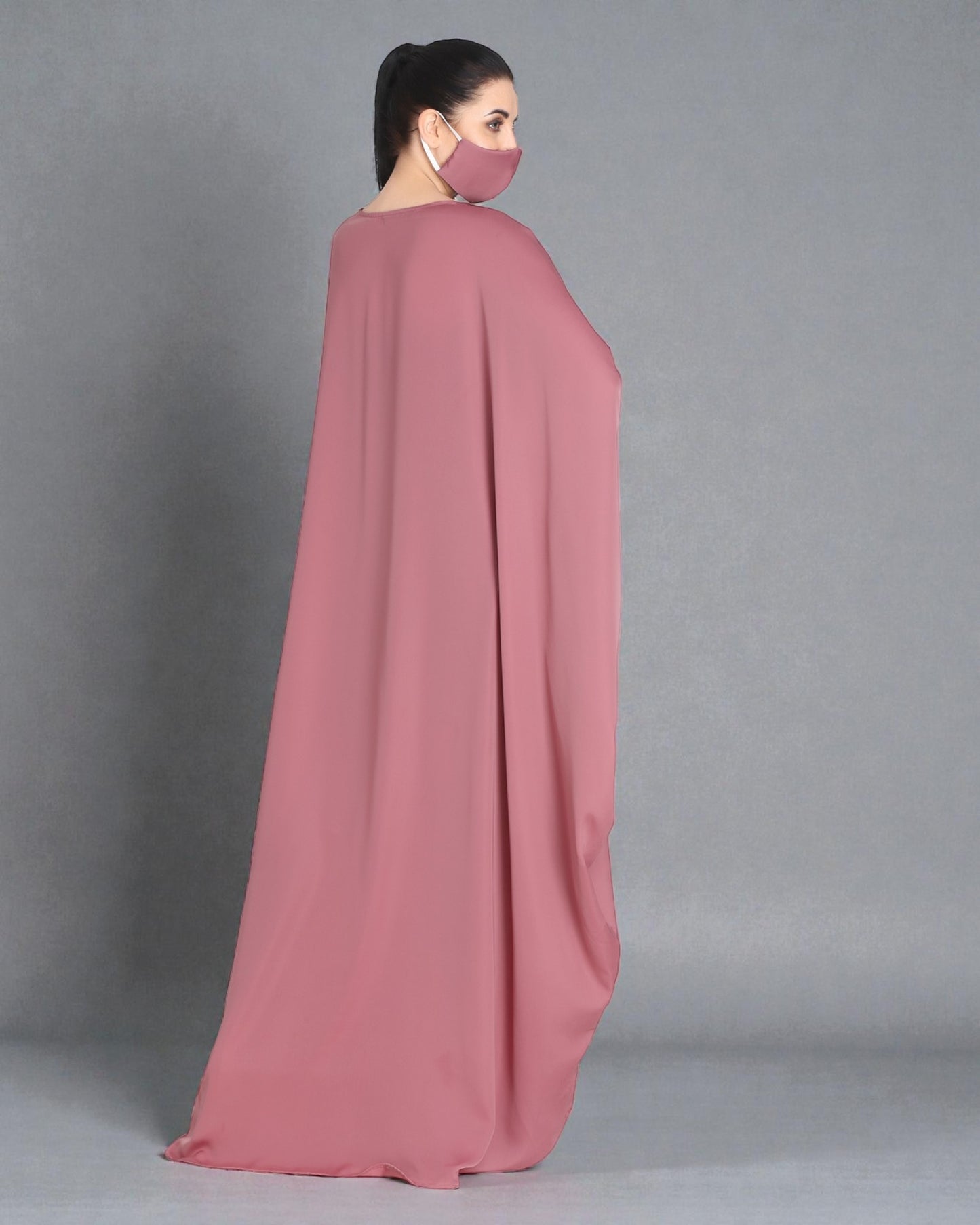 Pink Kaftan With Golden Contrast