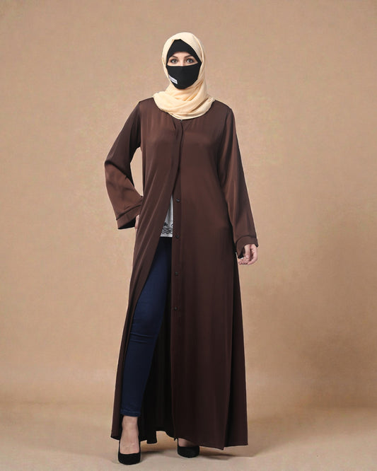 Front Open Tiktok Abaya with V-Neck & Flared Sleeves – Includes Hijab