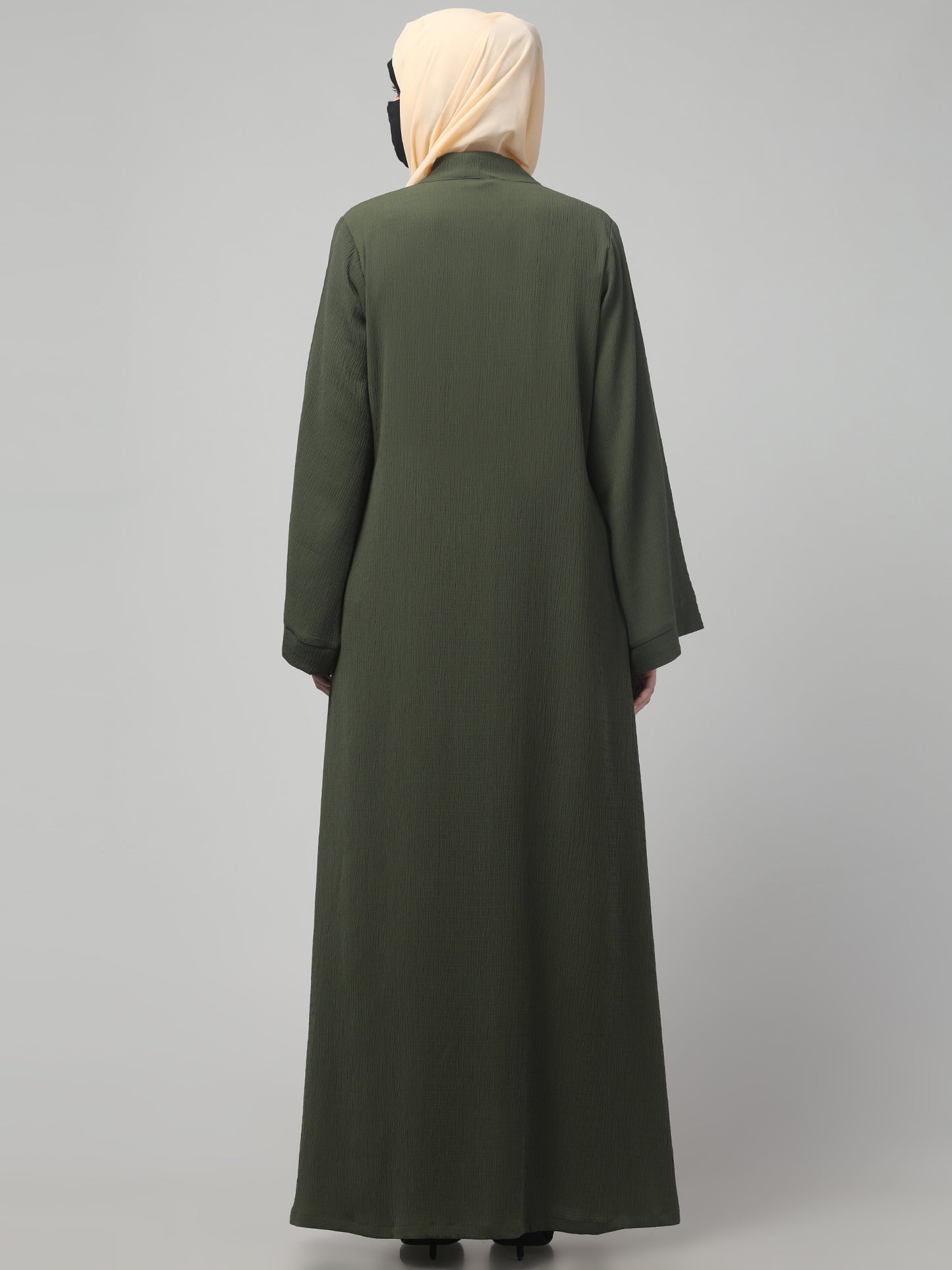 Front Open Abaya in Zamzam Crush – Subtle Elegance with a Crushed Finish