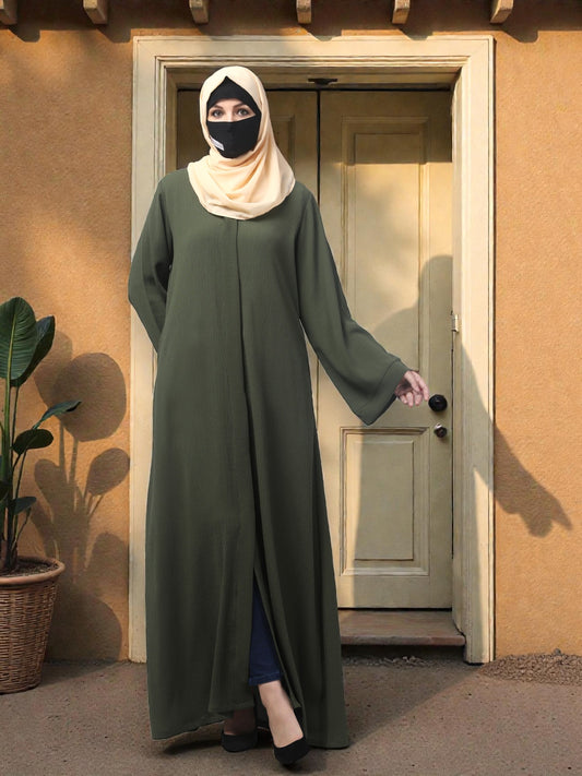 Front Open Abaya in Zamzam Crush – Subtle Elegance with a Crushed Finish