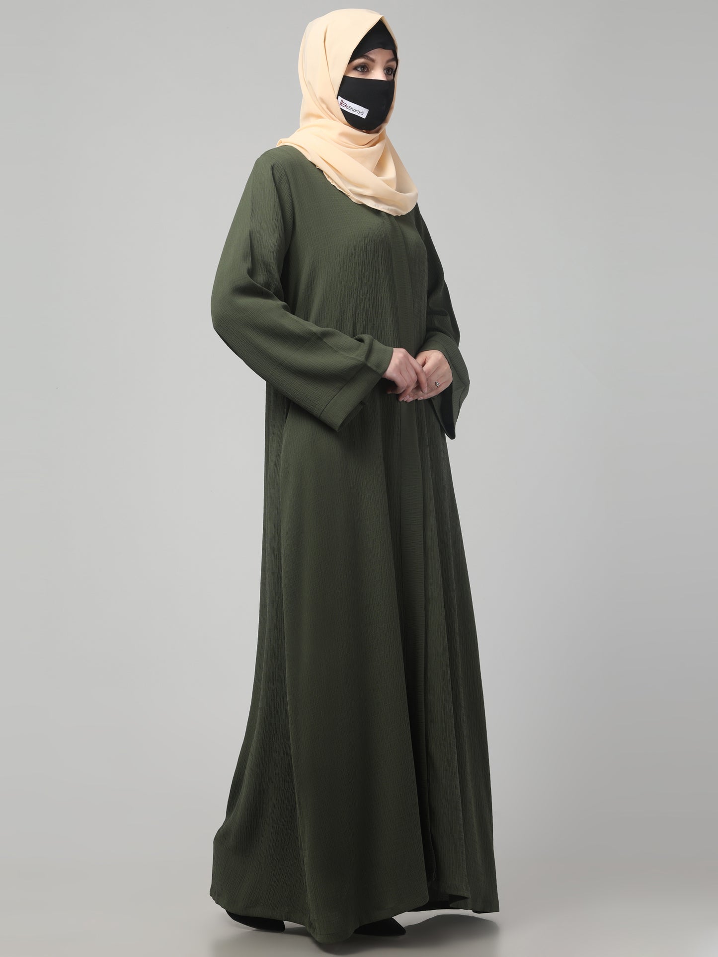 Front Open Abaya in Zamzam Crush – Subtle Elegance with a Crushed Finish
