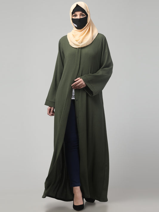 Front Open Abaya in Zamzam Crush – Subtle Elegance with a Crushed Finish