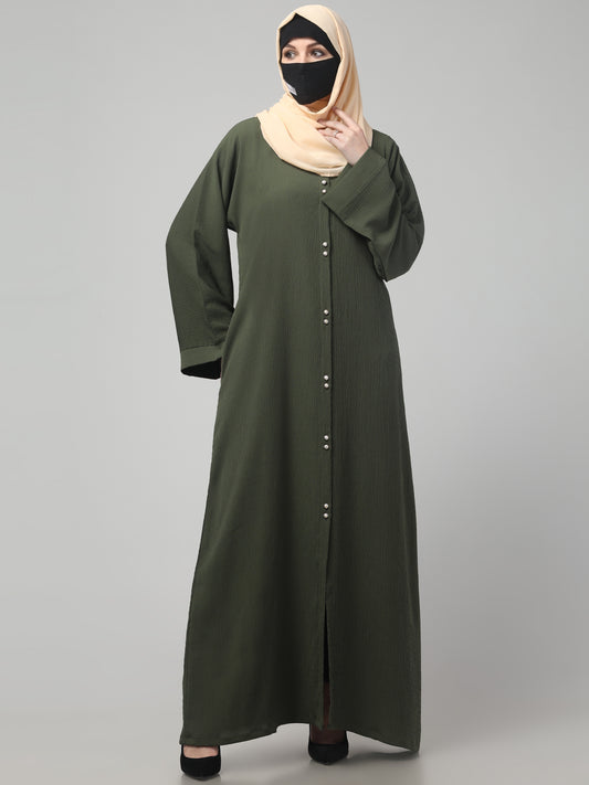 Front Open Abaya in Zamzam Crush – Graceful Texture & Timeless Comfort