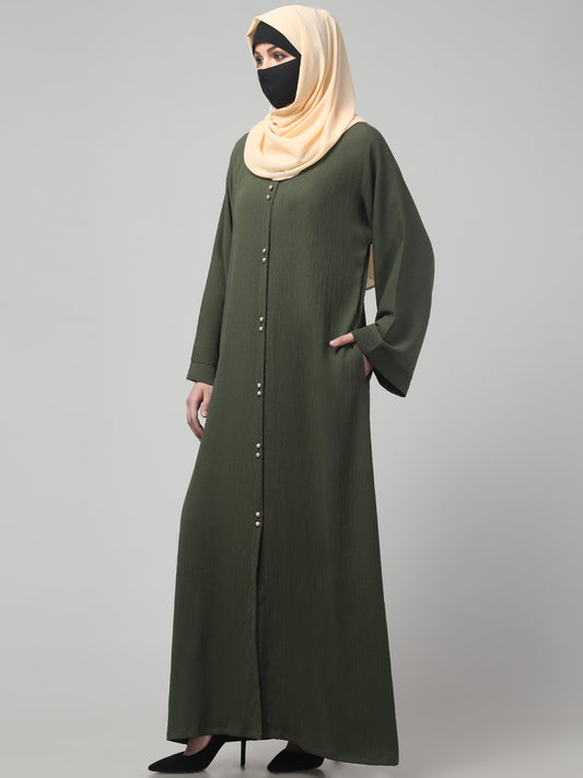 Front Open Abaya in Zamzam Crush – Graceful Texture & Timeless Comfort