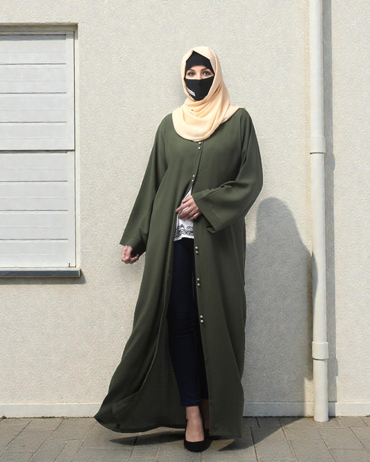 Front Open Abaya in Zamzam Crush – Subtle Elegance with a Crushed Finish