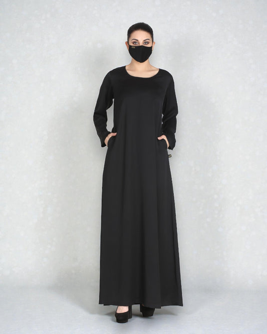 Simple Black Inner Abaya In Nida Fabric