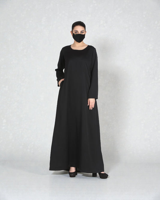 Simple Black Inner Abaya In Nida Fabric