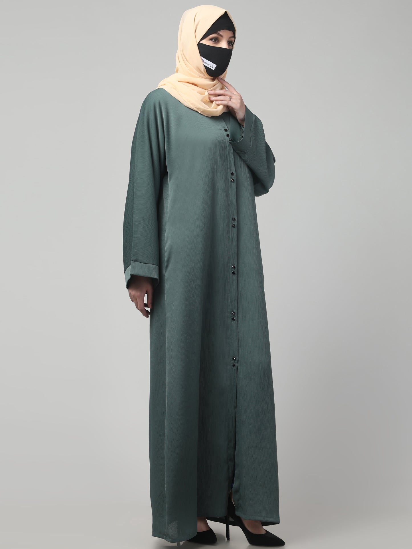 Front Open Abaya in Zoom Imported Fabric – Subtle Elegance with a Crushed Texture