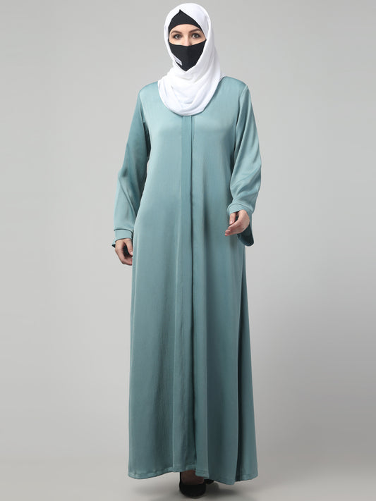 Front Open Abaya In Premium Tiktok Fabric with V-Neck & Flared Sleeves.