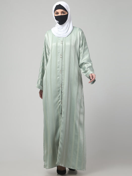 Front Open Abaya in Zoom Pro Fabric – Subtle Stripes & Effortless Grace