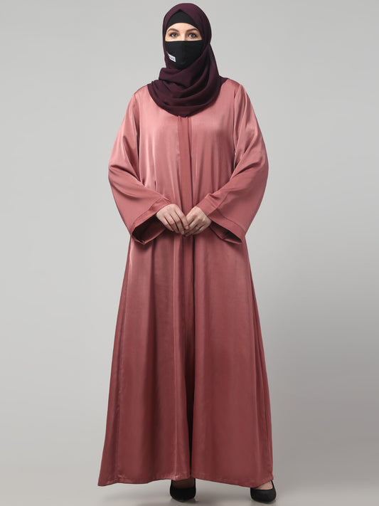 Front Open Abaya In Premium Tiktok Fabric with V-Neck & Flared Sleeves.