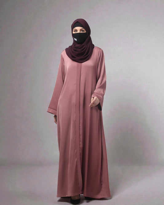 Front Open Tiktok Abaya with V-Neck & Flared Sleeves – Includes Hijab