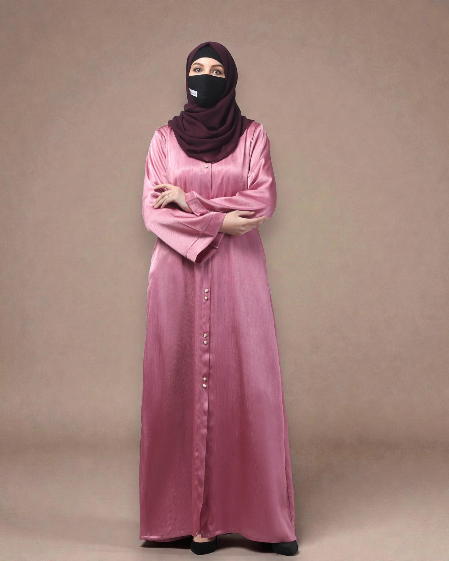 Front Open Abaya in Cadbury Silk Fabric – Lustrous Shine & Elegant Draping