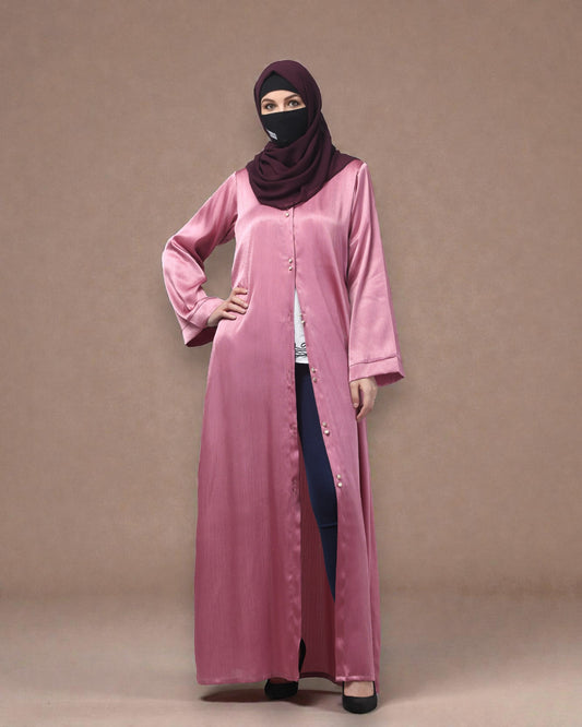 Front Open Abaya in Cadbury Silk Fabric – Lustrous Shine & Elegant Draping