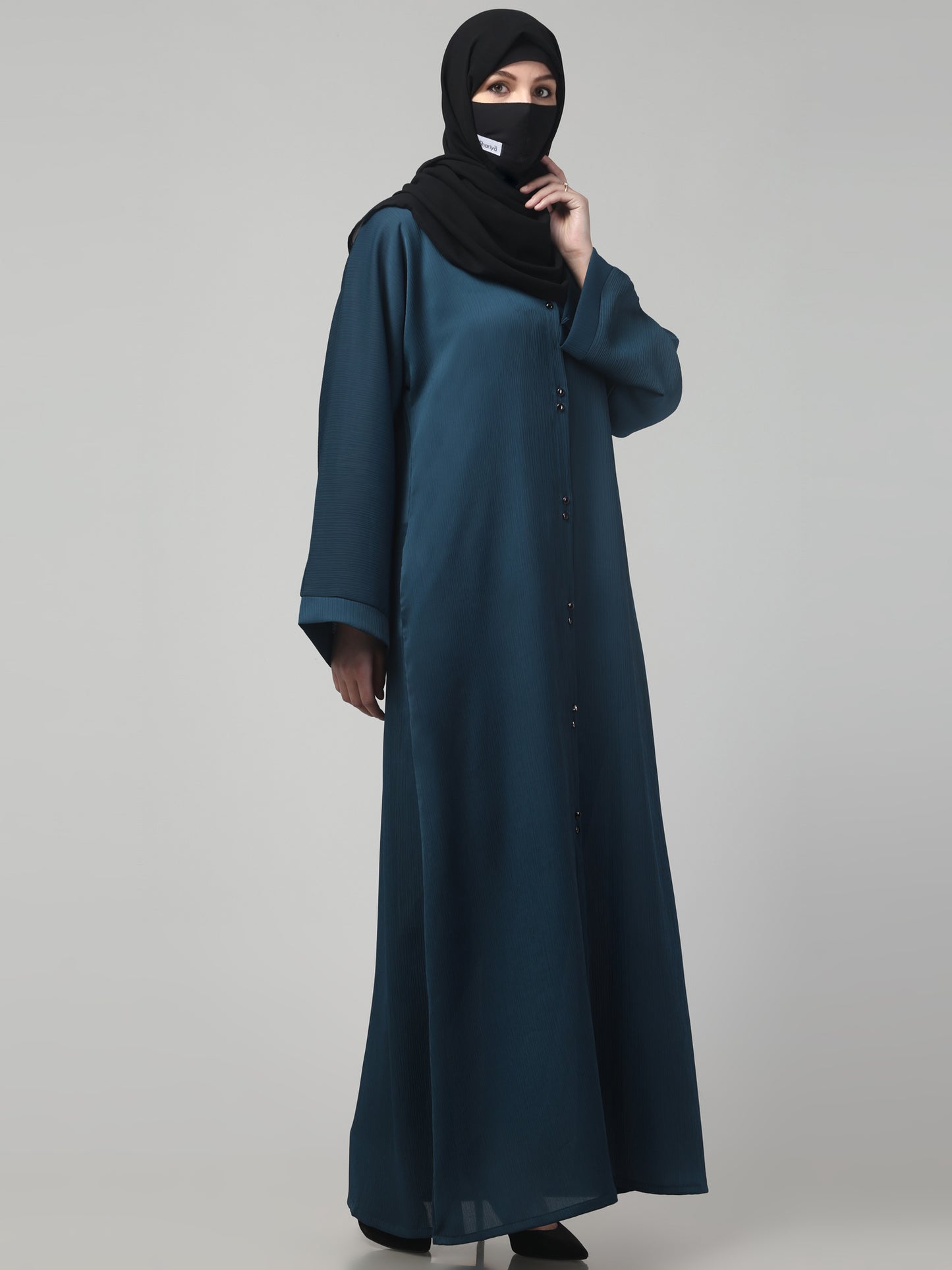 Front Open Abaya in Zoom Imported Fabric – Subtle Elegance with a Crushed Texture