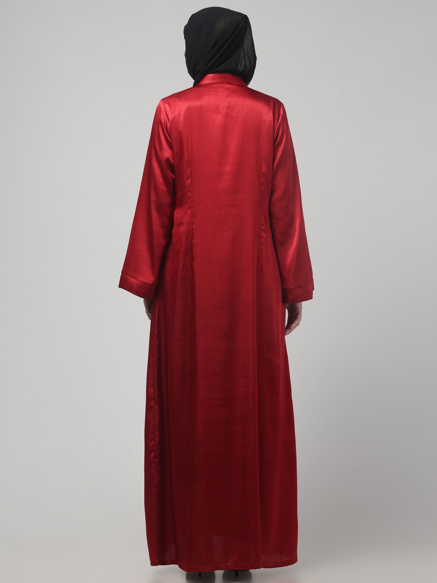 Front Open Abaya in Cadbury Silk Fabric – Lustrous Shine & Elegant Draping