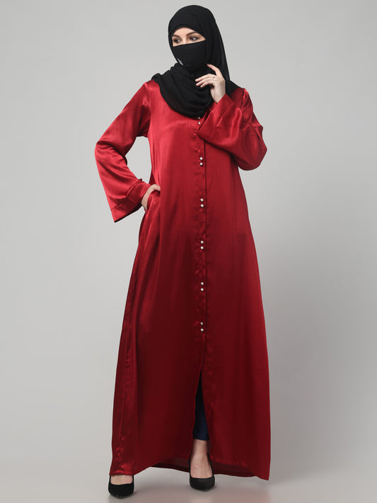 Front Open Abaya in Cadbury Silk Fabric – Lustrous Shine & Elegant Draping