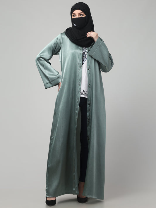 Front Open Abaya in Cadbury Silk Fabric – Lustrous Shine & Elegant Draping