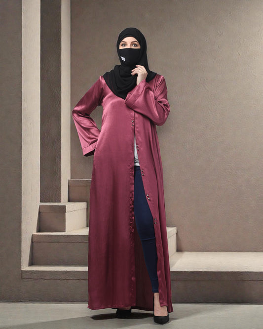 Front Open Abaya in Cadbury Silk Fabric – Lustrous Shine & Elegant Draping
