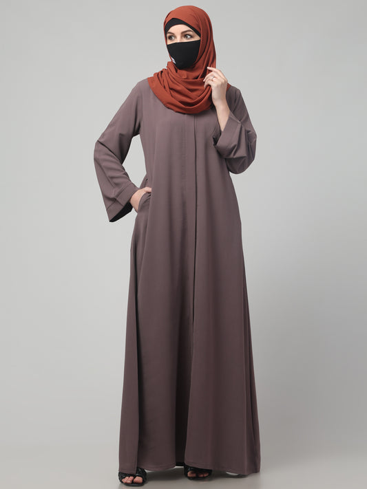 Front Open Abaya in CYE Crush Polyester – Textured Sophistication with a Subtle Crushed Finish