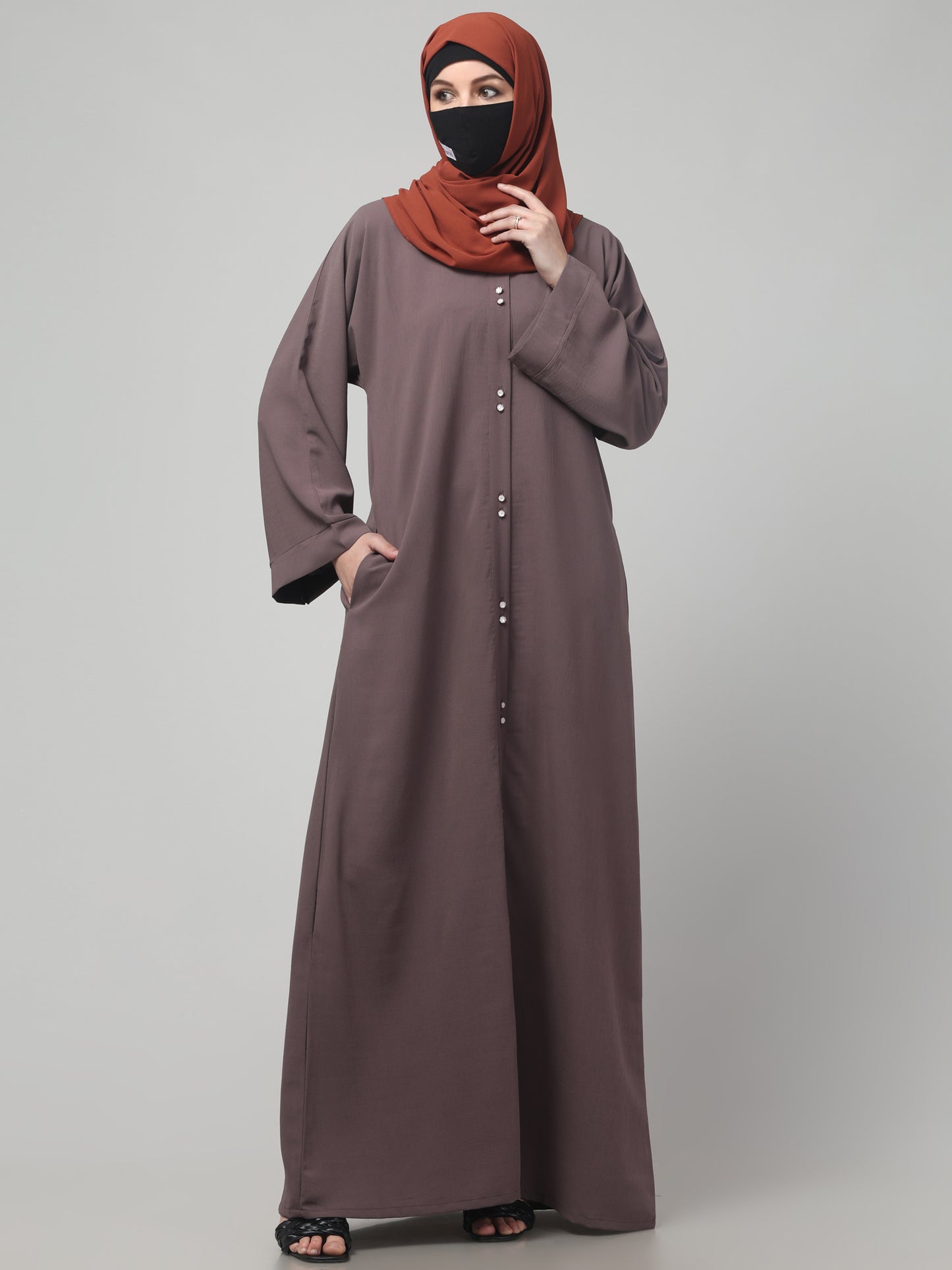 Front Open Abaya in CYE Crush Polyester – Subtle Texture & Timeless Elegance