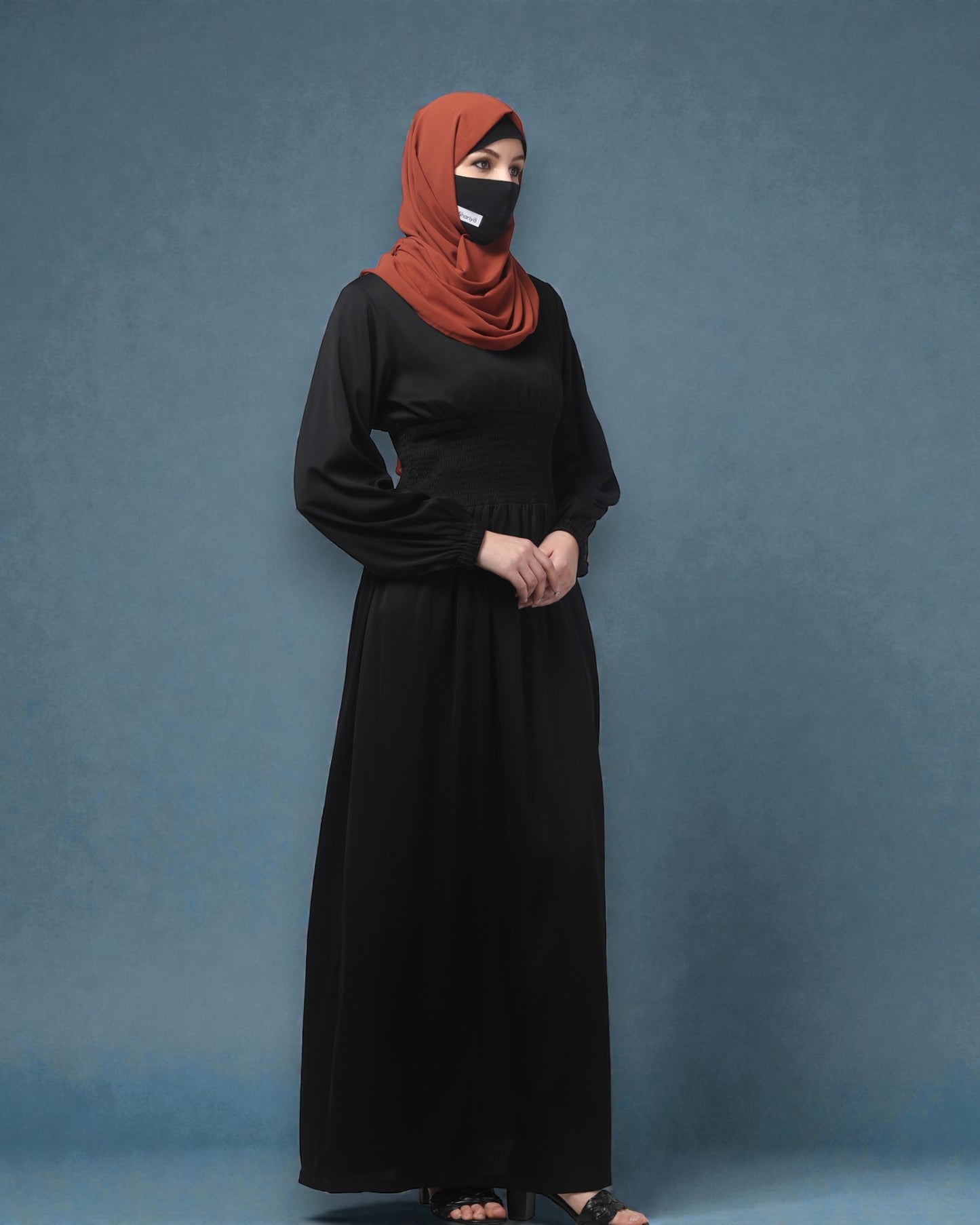 Inner For Abaya in Tiktok Fabric with Smocked Waist & Sleeves To be Worn With A Proper Abaya