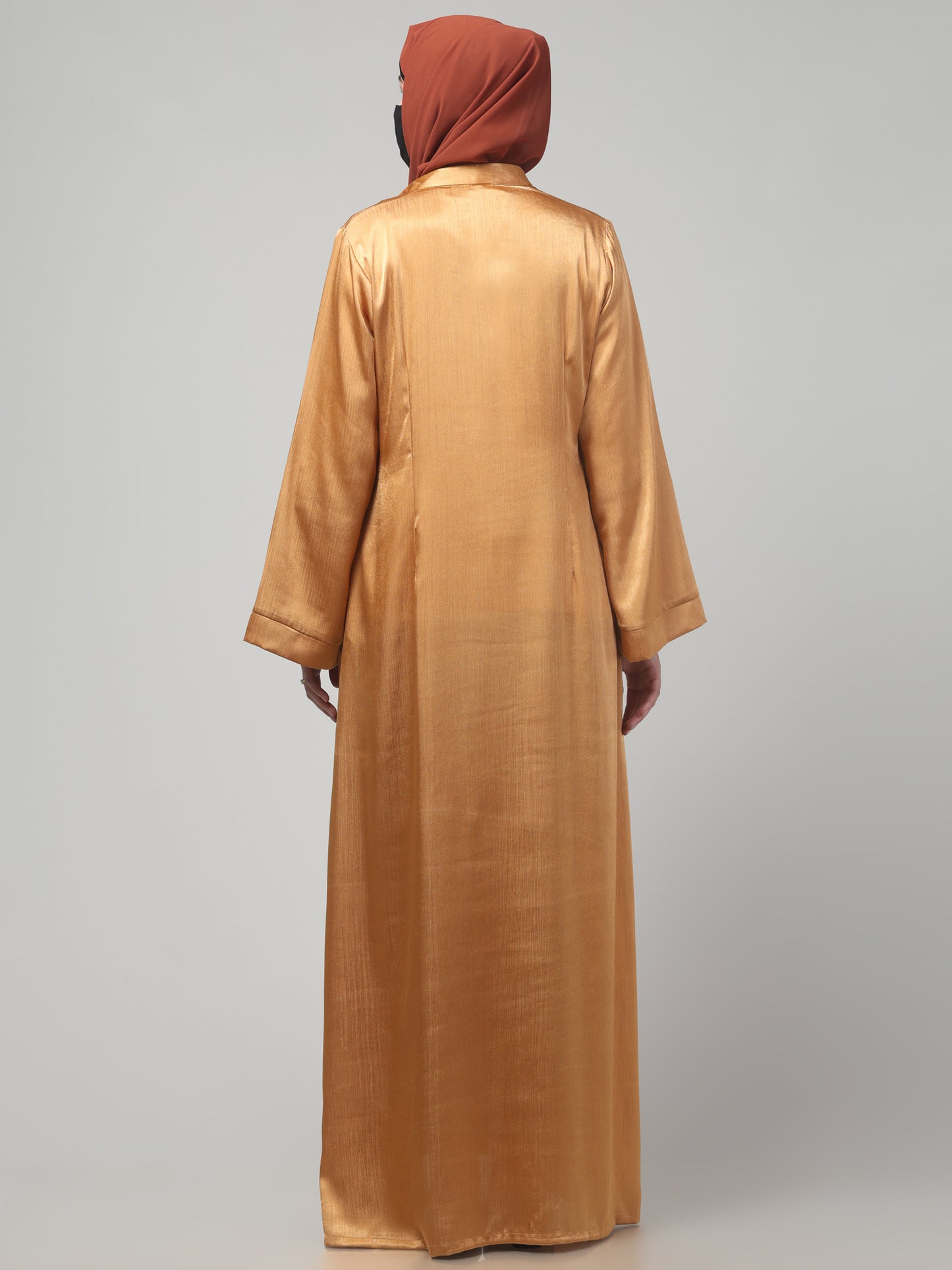 Front Open Abaya in Cadbury Silk Fabric – Lustrous Shine & Elegant Draping