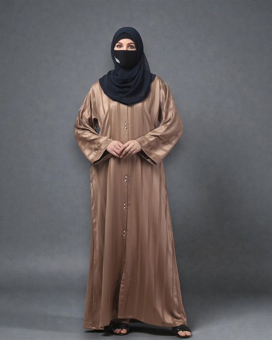 Front Open Abaya in Zoom Pro Fabric – Subtle Stripes & Effortless Grace