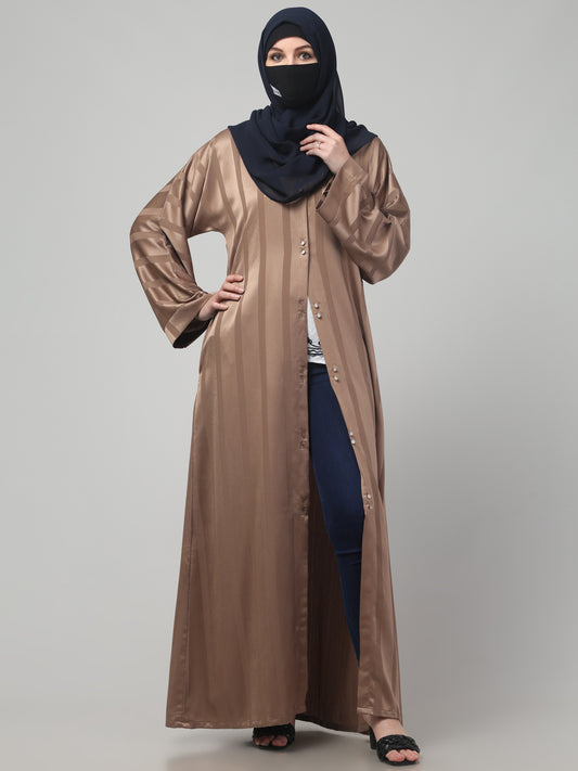 Front Open Abaya in Zoom Pro Fabric – Subtle Stripes & Effortless Grace