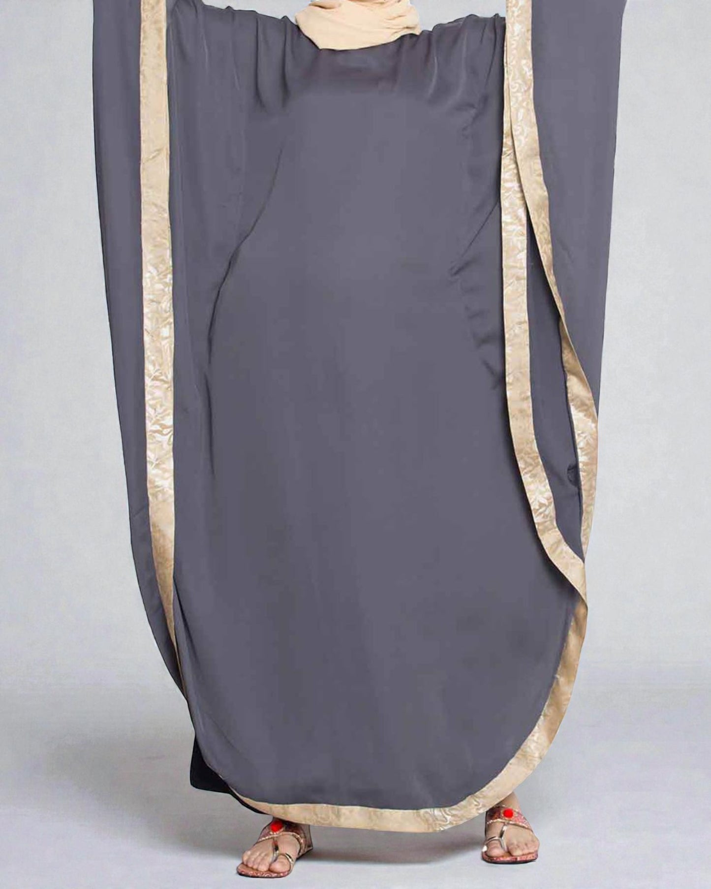 Musheco-Farasha Kaftan in Nida Satin Fabric With Jaquard Border