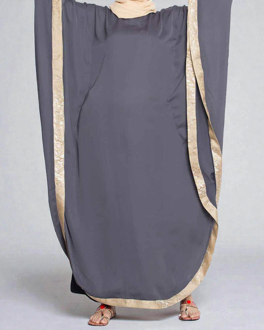 Musheco-Farasha Kaftan in Nida Satin Fabric With Jaquard Border