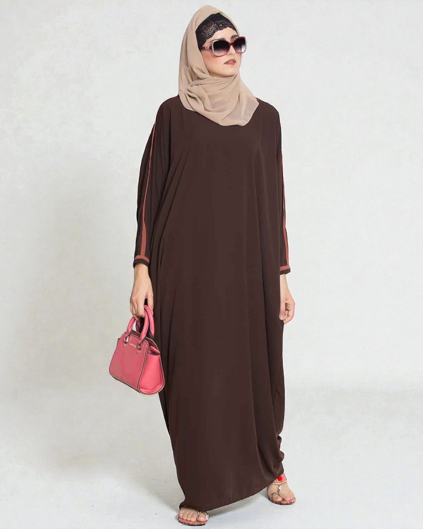 Musheco- Elegant Kaftan With Contrast Detailing On Sleeves