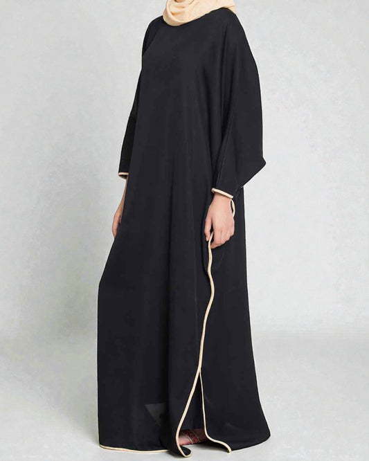 Musheco- Elegant Kaftan With Contrast Detailing On Sleeves and Side Slits