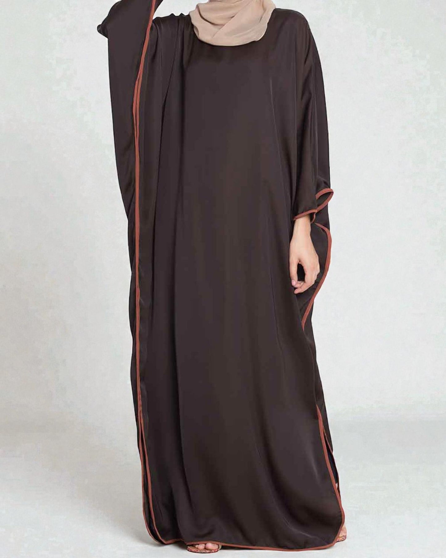 Musheco- Elegant Kaftan With Contrast Detailing On Sleeves and Side Slits